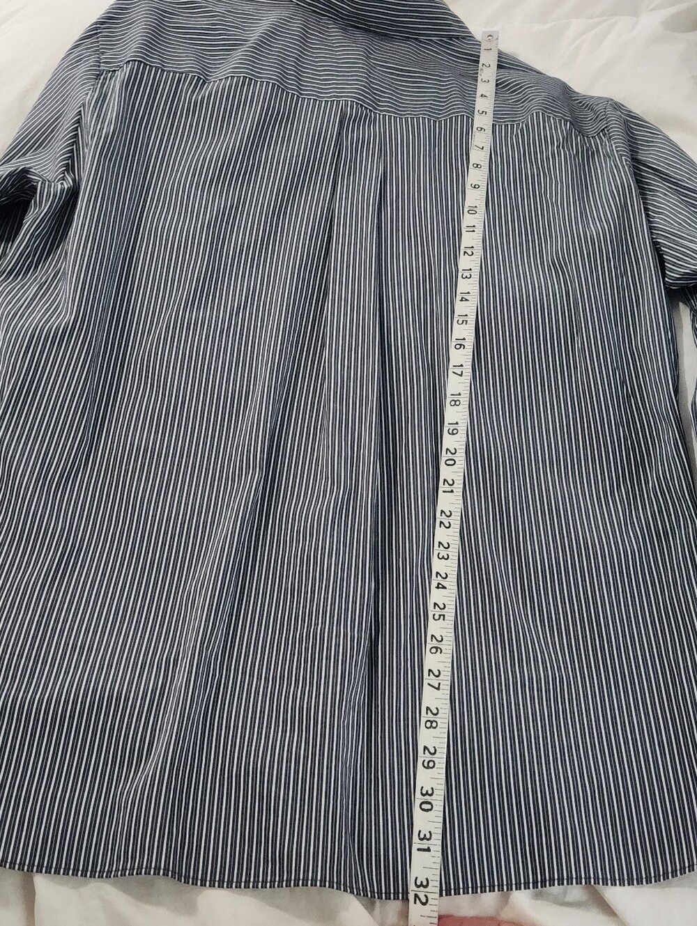 Lafayette 148 New York Striped Popover Monili Bead Trim Navy White Size Small - Picture 10 of 10